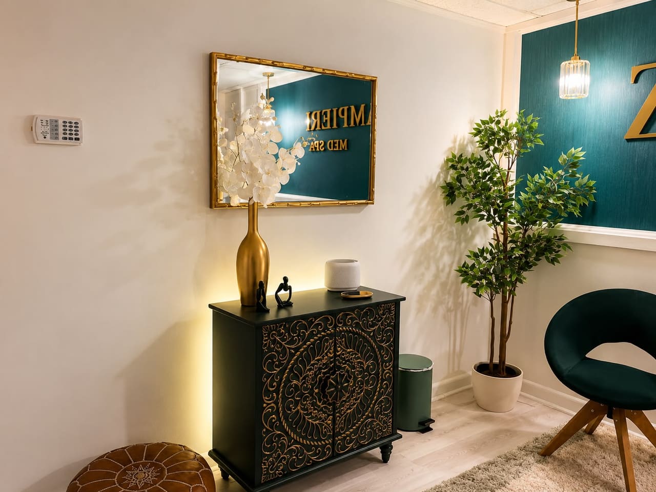 Reception detail at Zampieri Med Spa in Pompano Beach.