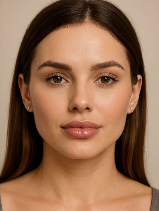 Close-up of a patient's lips before and after lip filler.